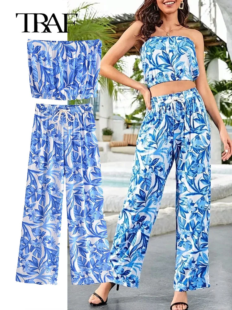 

Комплект из двух предметов Женский, короткий топ и длинные брюки