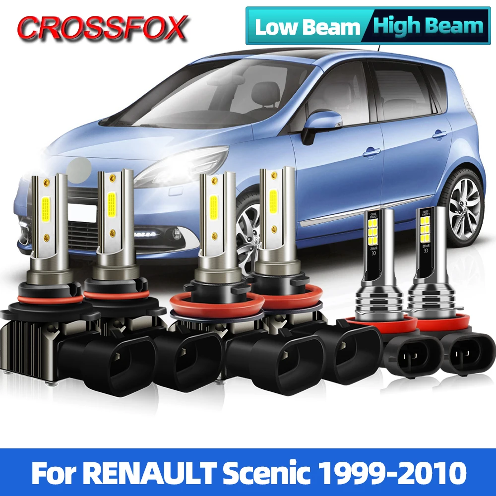 

H7 LED Headlight Bulbs 12000LM 6000K CSP Chip LED Headlamps H1 90W High Low Fog Light Kit 12V For RENAULT Scenic 1999-2010