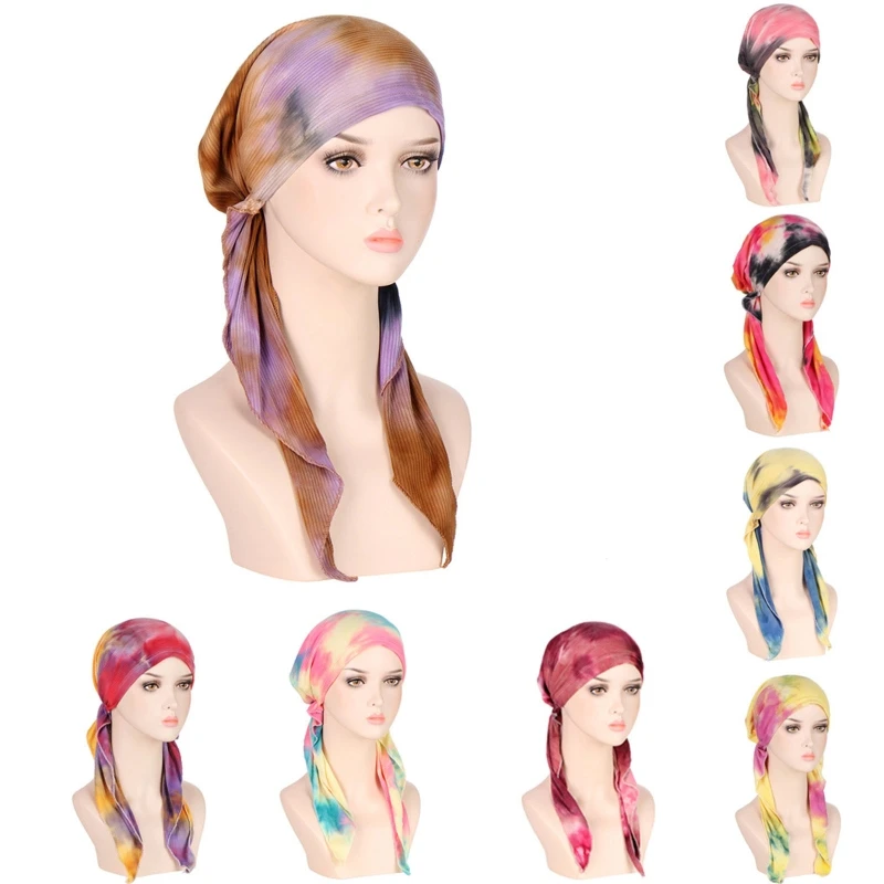 

Sleep Hat Chemo Hat Turban Hat Hair Loss Scarf Pre-tied Turban Bandana All-match Muslim Hat for Wife Mother Girlfriend