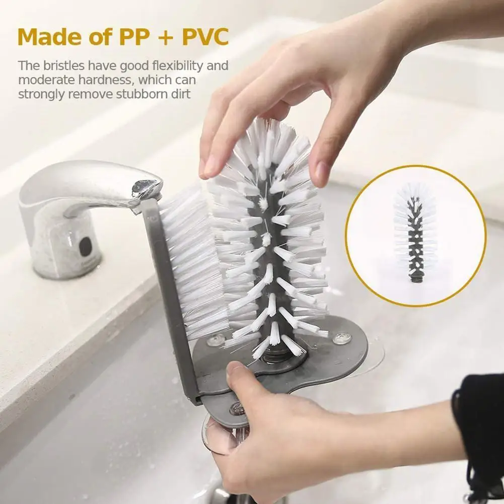 

2 In 1 Drink Mug Wine Suction Cup Kitchen Cleaning Tools Kitchen Rotating Cleaning Tool Cup Scrubber Glass Cleaner Bottles Brush