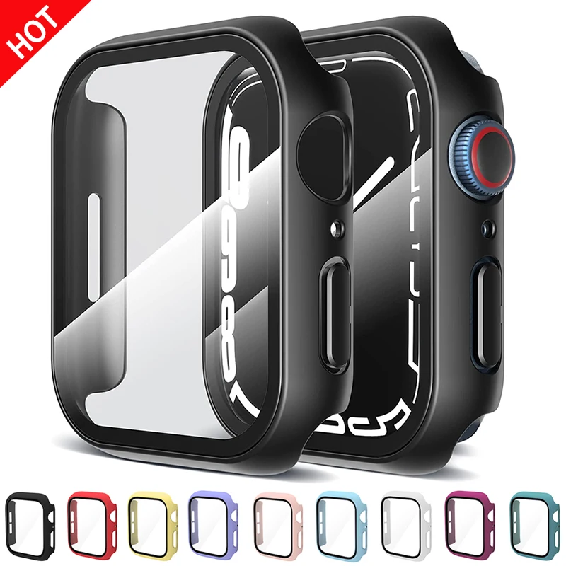Защитный чехол для Apple watch 7/6/SE/5/4/3 защитная пленка из закаленного стекла iwatch 41 мм 45