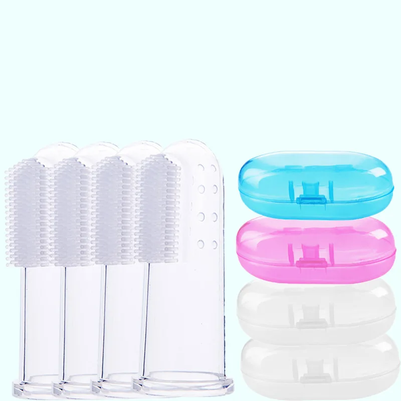 

Baby Thumb Set Toothbrush Baby Silicone Breast Toothbrush Finger Toothbrush Baby Tongue Coating Cleaning Brush Box