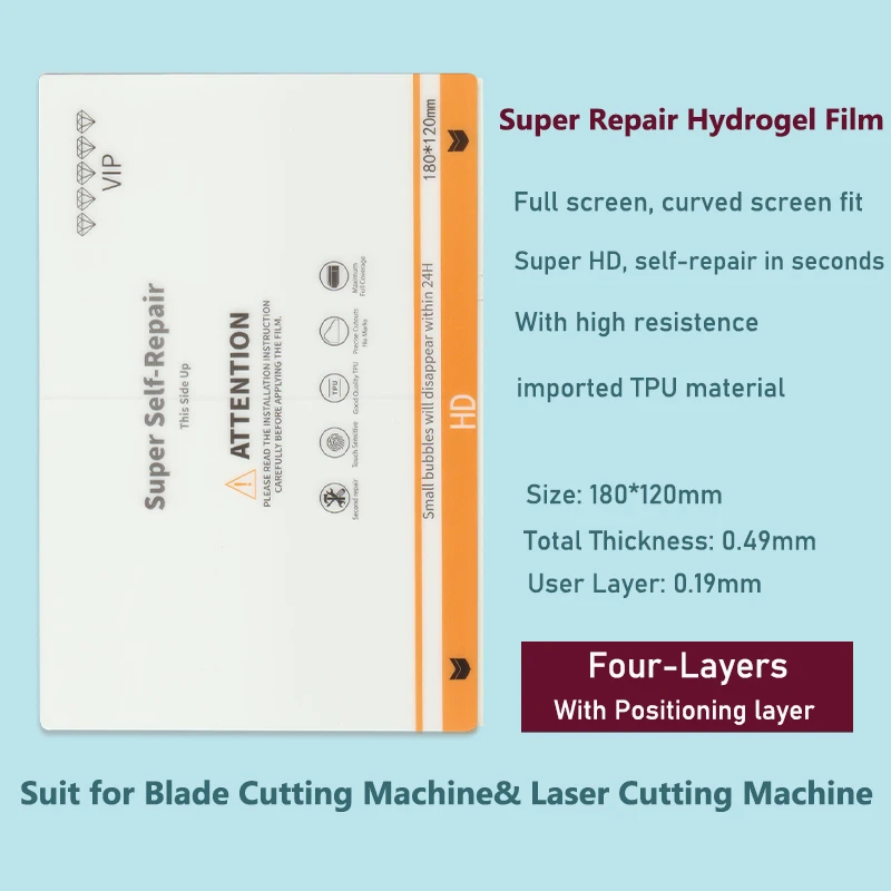 50 PCs Super Self-repair Hydrogel Film for iPhone Samsung Mobilephone HD Films Curved Screen Protectors for Cutting Machine
