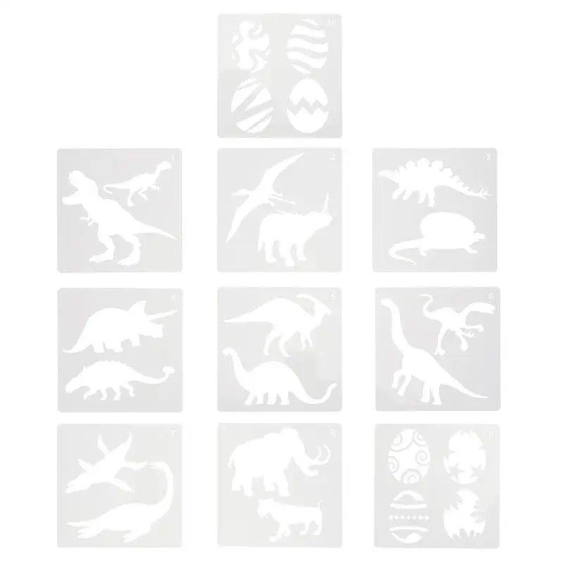 

10PCS Paint Craft Stencil Wall DIY Fabric Floor Decor Dinosaur Template Stencil