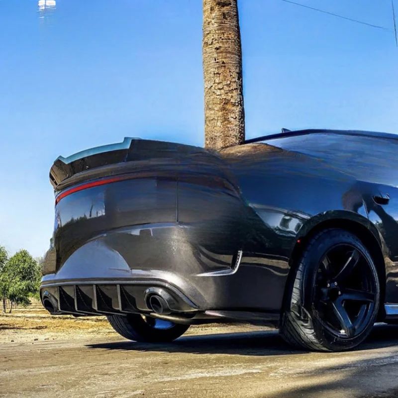 Фото Для Dodge Charger SRT Hellcat Scat Pack 2015-2023: задний спойлер HS Car Wing из ABS-пластика с карбоновым покрытием, стиль Venom V2 Wickerbill №5