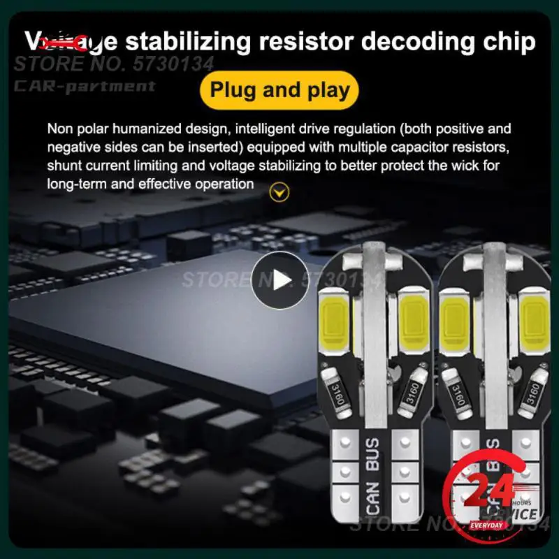 

1~5PCS W5W Led Car Light 8SMD 5730 147 152 LED Replacement Bulb for Interior Light License Plate Lamp Warm White 6000K