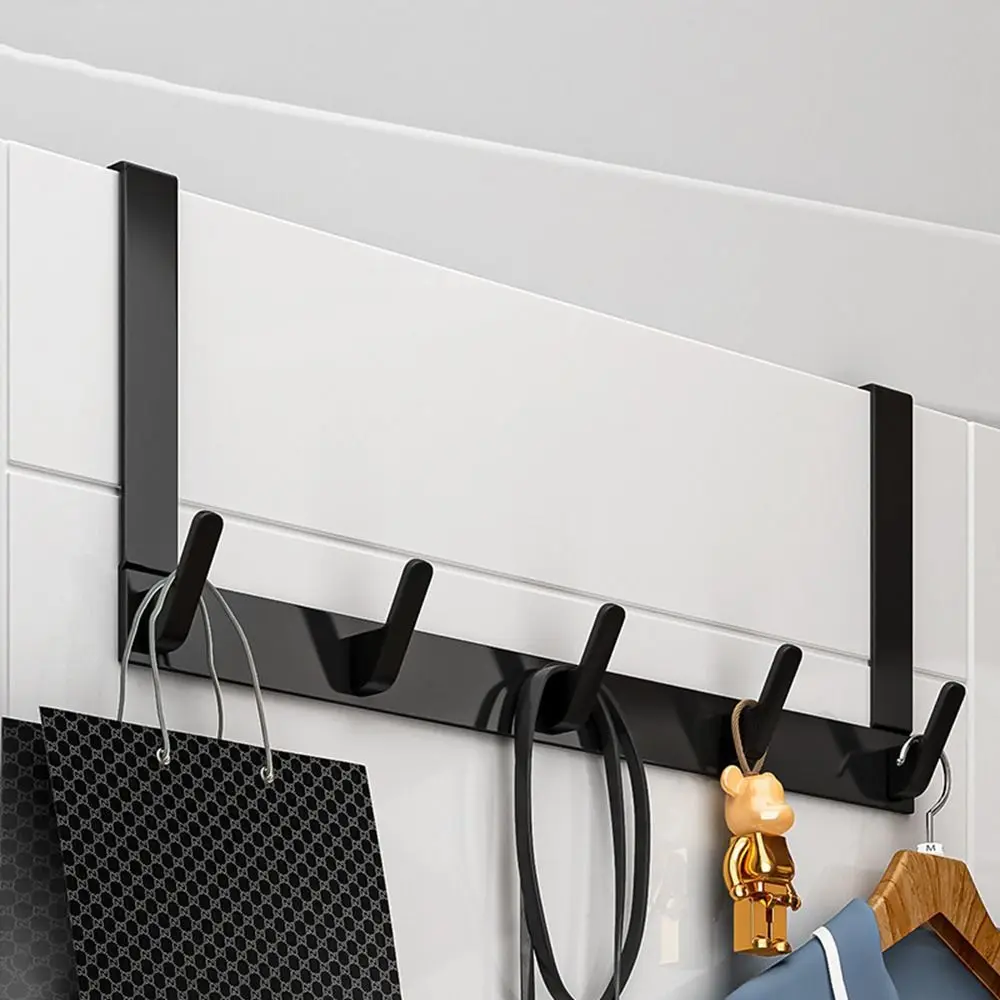 

Black/White Door Hanger Creative Thickening Space Aluminum Coat Towel Hanger 5/6 Hooks Rustproof Bag