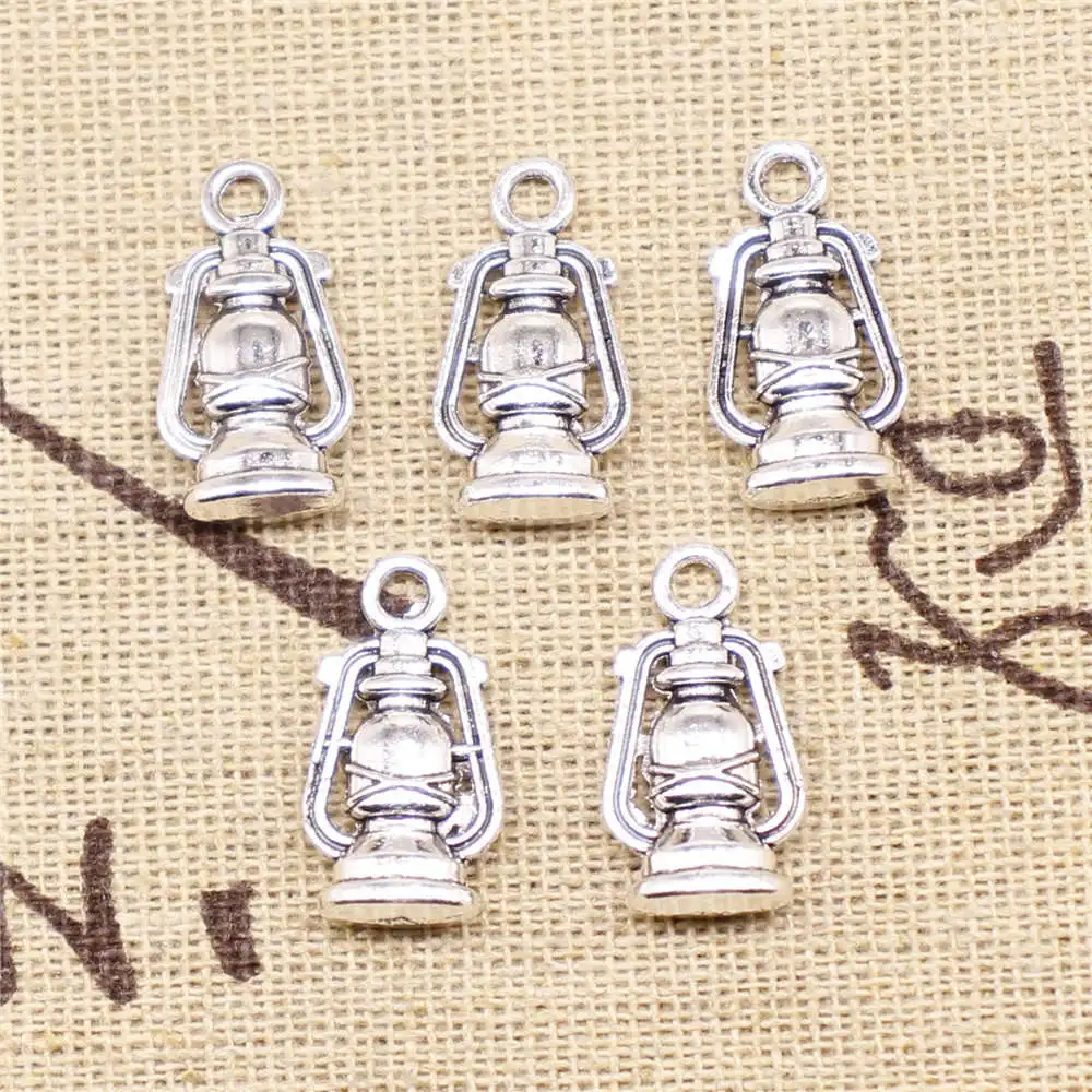 

Подвески с керосиновой лампой, оптовая продажа, парные подвески, поделки для домашнего декора, 19x10 мм, античный серебряный цвет, 10 шт.