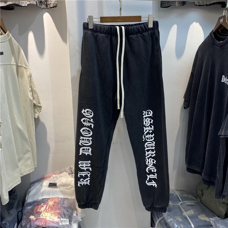 

Black Askyurself Fashion Sweatpants Men Best Quality Drawstring Sanskrit Print Women Pants Streetwear Trousers Mens Clothing