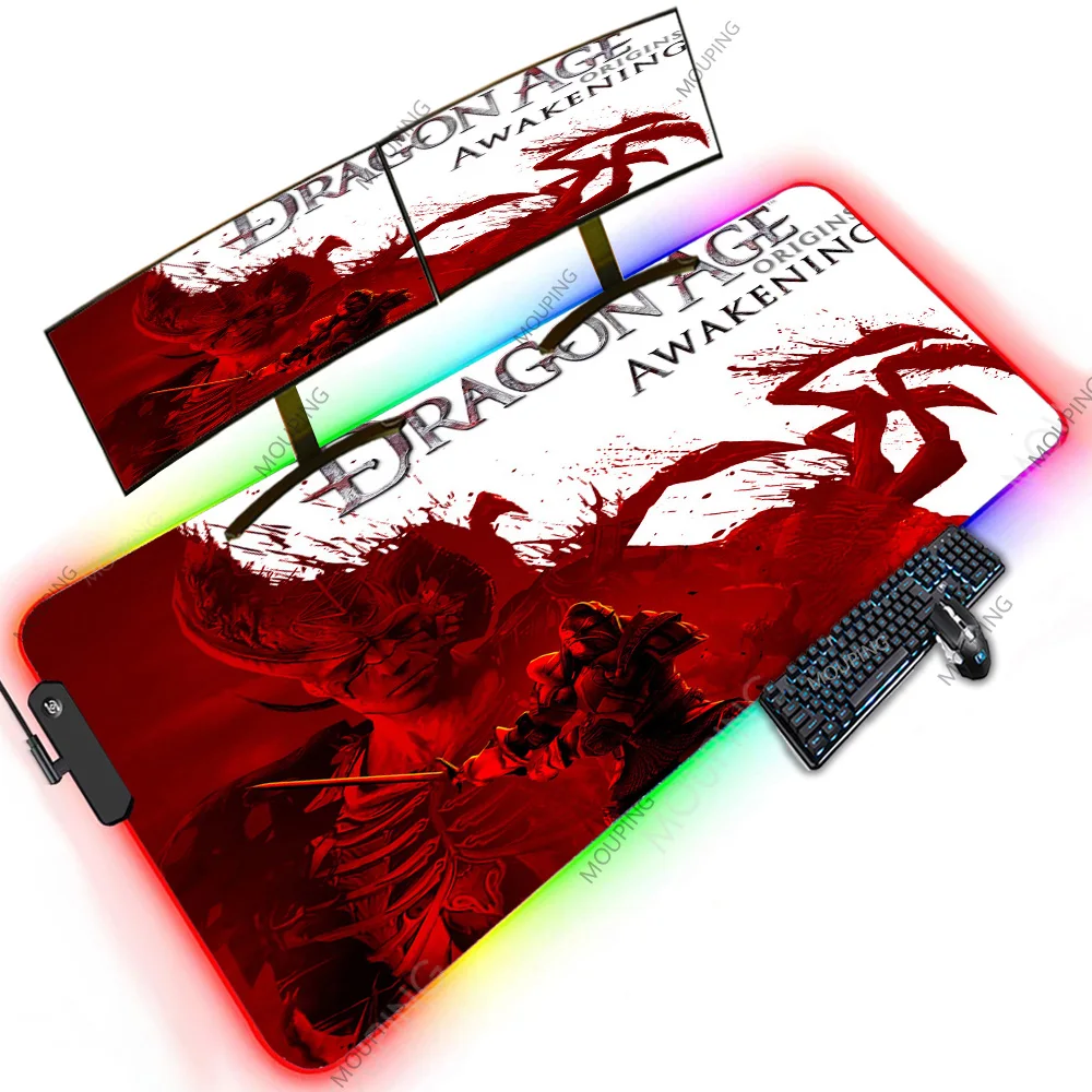 

Dragon Age Red Keyboard Pads Oversized Mousepad Pc Gaming Gadgets RGB Work Table Desk Laptop Gamer Rubber Mause Mat Cheapest LED