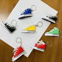 mini hi top canvas sneaker tennis shoe keychain blue pink black white sports shoes keyring doll funny gifts