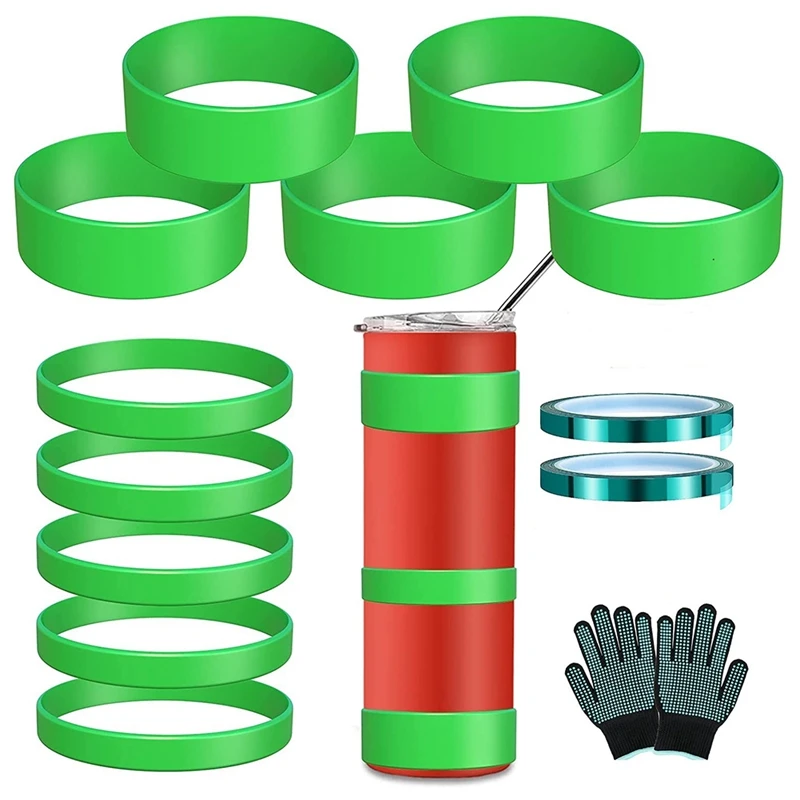 

Silicone Bands For Sublimation Tumbler 20&30 Oz,Elastic Sublimation Silicone Paper Holder Ring With Gloves,Transfer Tape