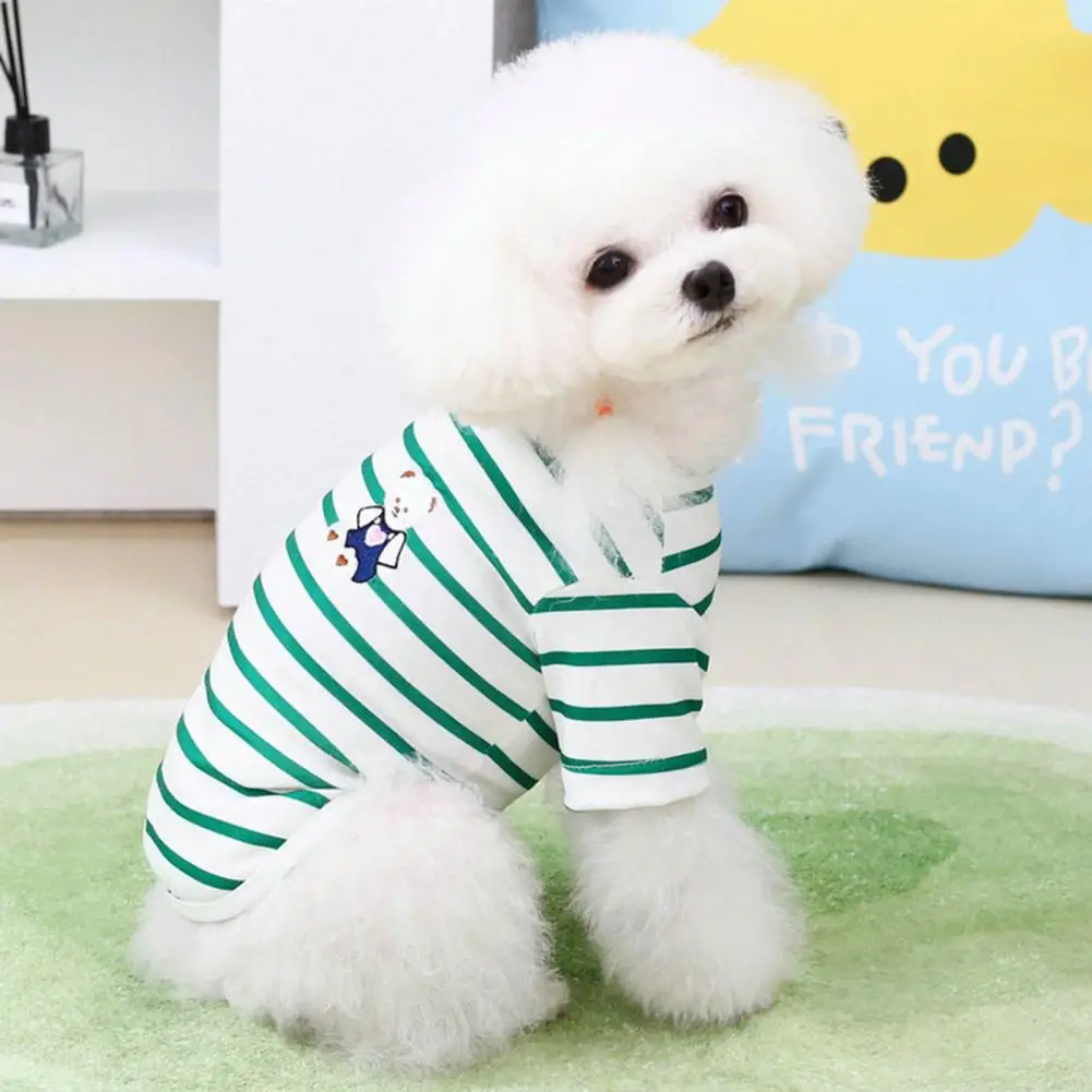 Жилет для собак блузка в полоску с рисунком медведя и кота пуловер круглым
