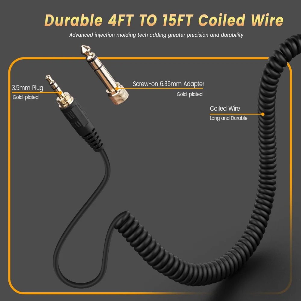 Фото Сменный пружинный кабель Mini XLR 4-Pin 6,35 мм, удлинитель для Massdrop X Beyerdynamic DT177x GO, наушники №2