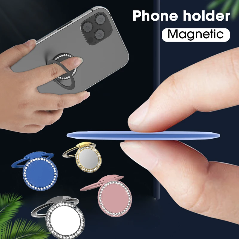 

Luxury 360 Degree Rotatable Phone Holder Finger Ring Smartphone Magnet Metal Spin Rotatable Socket For Magnetic Smartphone Stand