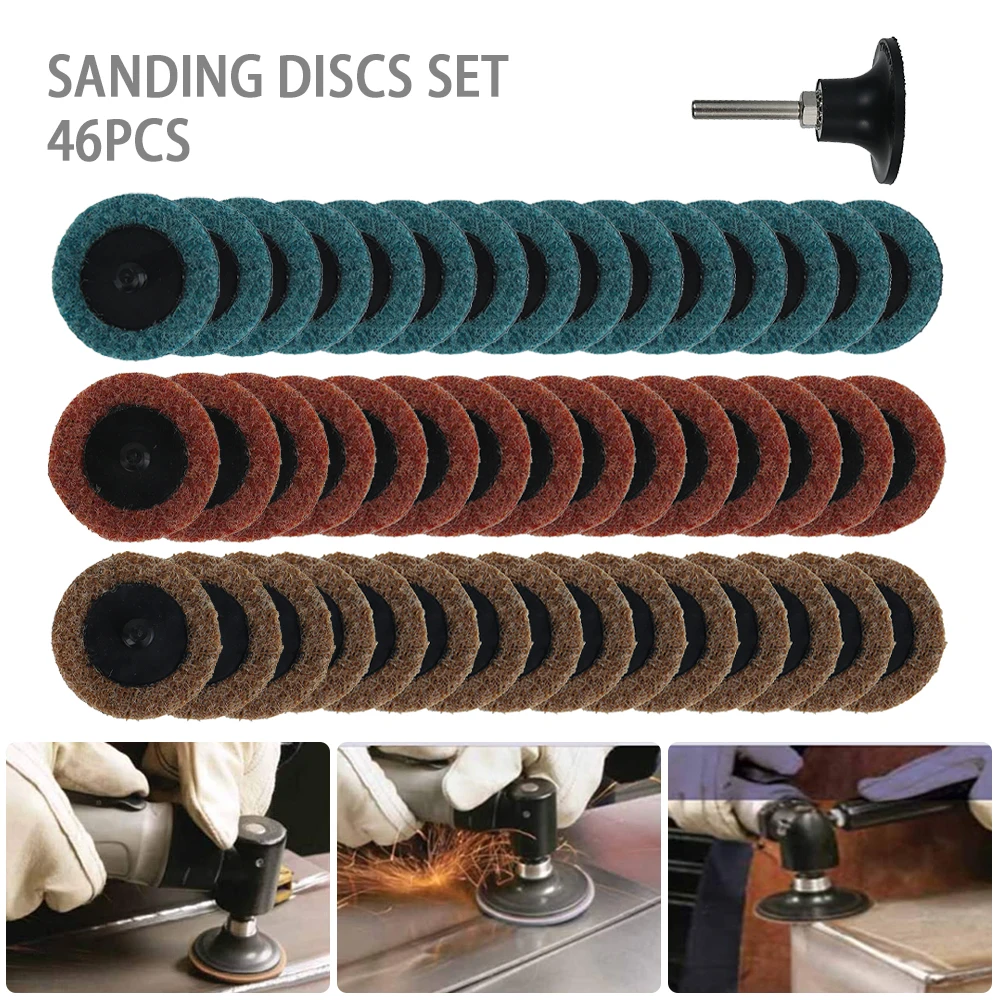 

46pcs Sanding Discs 2"Abrasive Disc Sanding Discs Roll Lock Surface Conditioning Discs for Burr Finish Rust Paint Removal