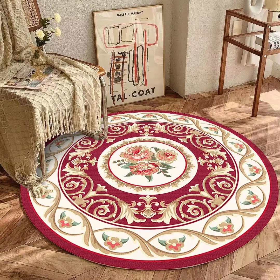 

Nordic Round Carpet for Living Room Cotton Linen Boho Tassel Bedroom Rugs Anti Slip Prayer Floor Mat Mandala Hand Knotted Carpet