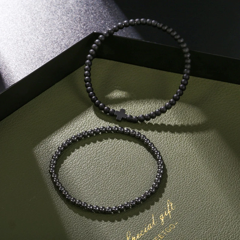 Мужской браслет из матового вулканического камня 2 шт./комплект