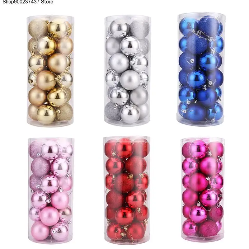 

24Pcs/pack Hot Christmas Tree Ornaments Multi-color Christmas Ball 3/4cm Plastic Gift Ball for Xmas Holiday Decoration