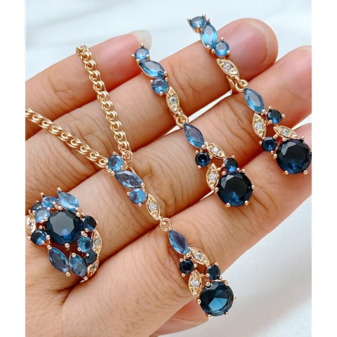 Комплект ювелирных изделий Kinel из синего циркона