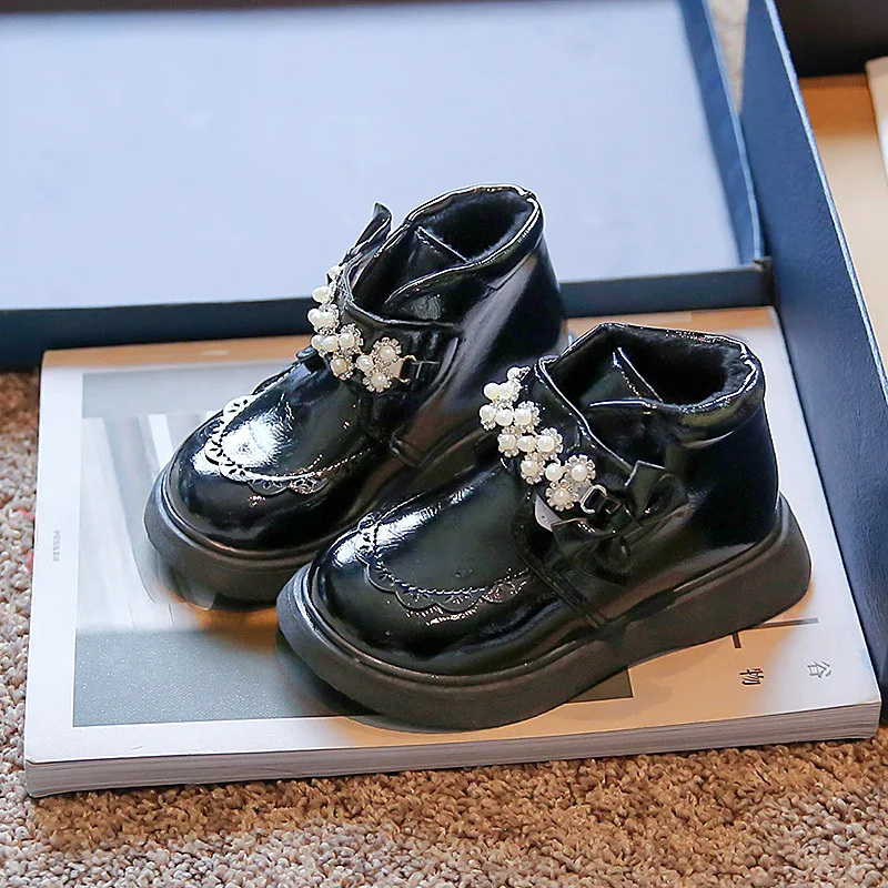

Children's Cotton Boots Winter New Girls Rhinestone Princess Shoes Fashion Kids Ankle Boots Anti-slip Casual Shoes H479