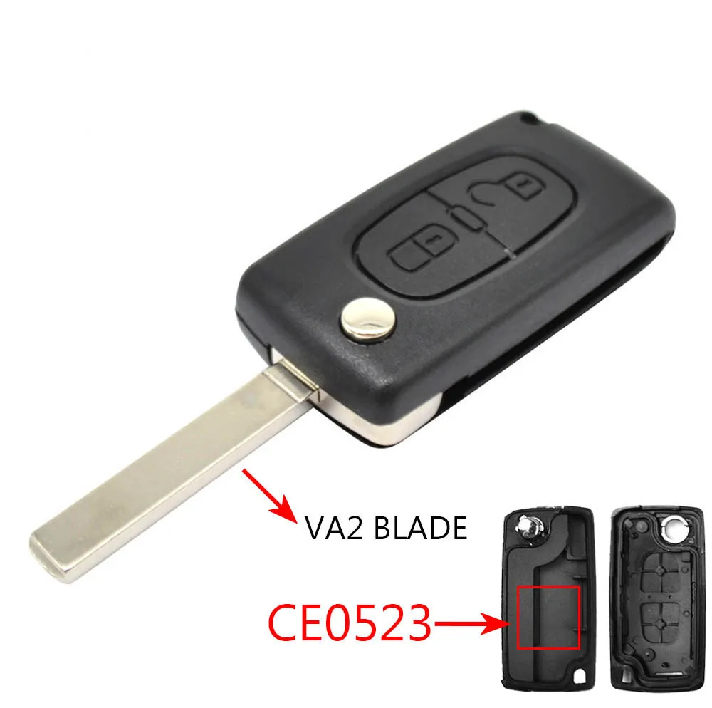 

CE0523 Car Key Remote Flip Key Shell Case For Citroen C3 C4 C5 C6 Berlingo Picasso Peugeot 308 207 307 3008 5008 807 2 Buttons