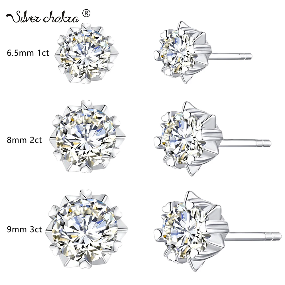 

Real 1-3 Carat Test Positive Snowflake Moissanite Earrings Stud For Women 18K White Gold Xmas Winter Jewelry Certified