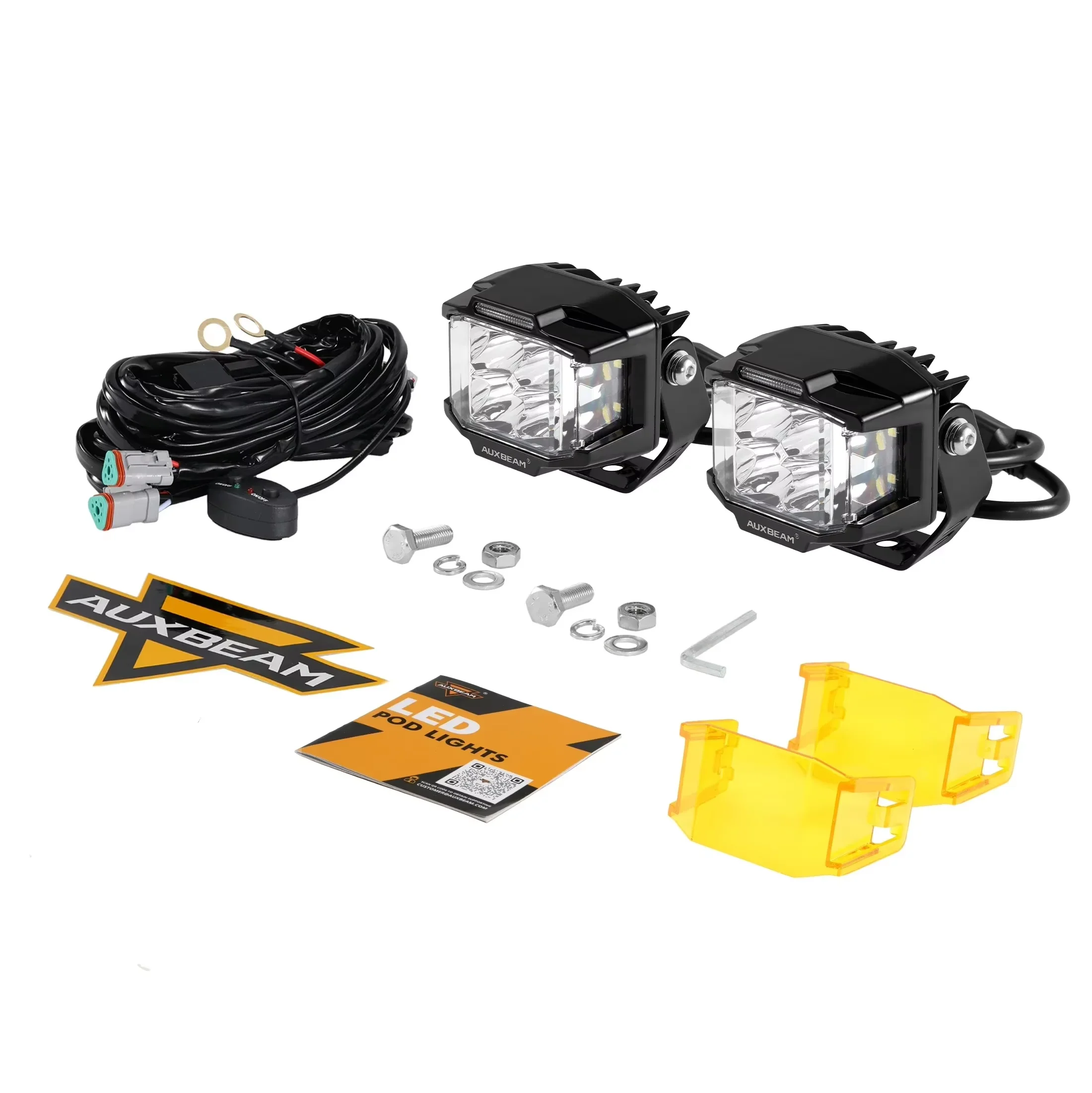 

AUXBEAM V-MAX SERIES 4-дюймовый светодиодный рабочий фонарь 92 Вт с янтарным/черным корпусом DRL Driving Lamp Spot + SIDE SHOOTER LED Pod Light