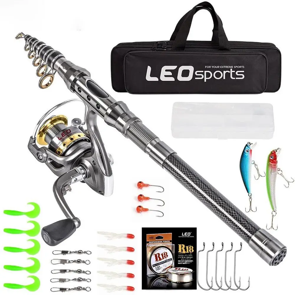 

Lure Fishing Tackle Set Fishing Rod Fishing Line Spinning Reel Soft Bait Fishing Hook With Storage Bag Portable Tackle Set