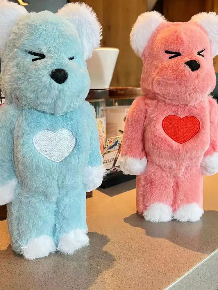 

Bearbrick 400% Sweetheart Baby Pink Sky Blue Plush Healing Doll Plush with Color Box Girl Gift Office Desktop Decoration Ornamet