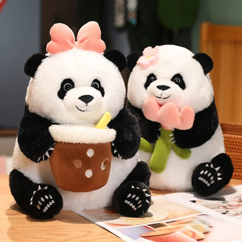 

Креативная плюшевая игрушка панда кавайная панда с пузырьками чайная чашка/бамбук/цветок мягкое животное кукла игрушки для детей милые под...