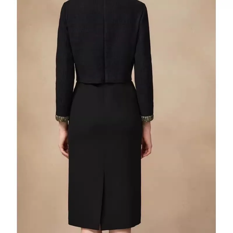 GE Zhongge 2024 Autumn New Bow Collision Tweed Dress 5c64505450