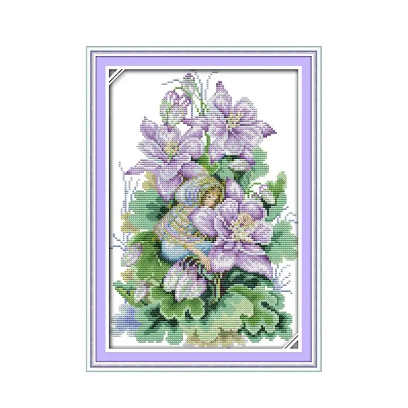 

A magnolia spirit cross stitch kit flower 14ct printed fabric canvas stitching embroidery DIY handmade needlework