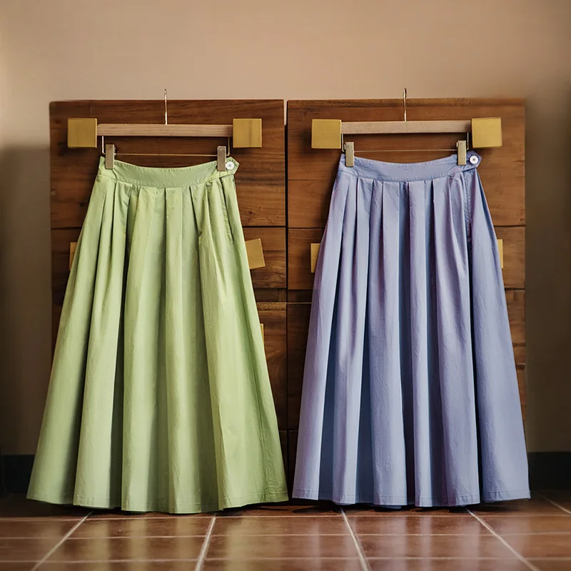 MADEN Однотонная плиссированная юбка из хлопка