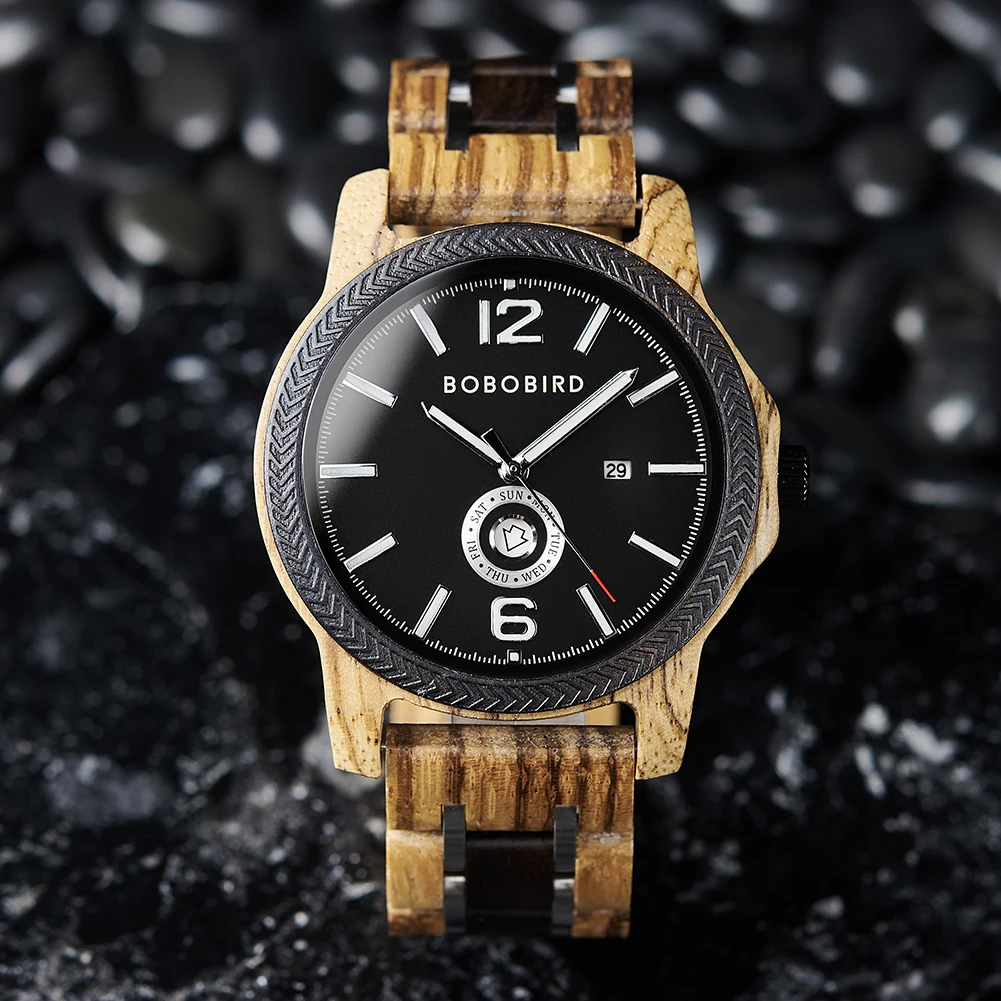 Мужские часы BOBO BIRD роскошные деревянные кварцевые с высоким дизайном
