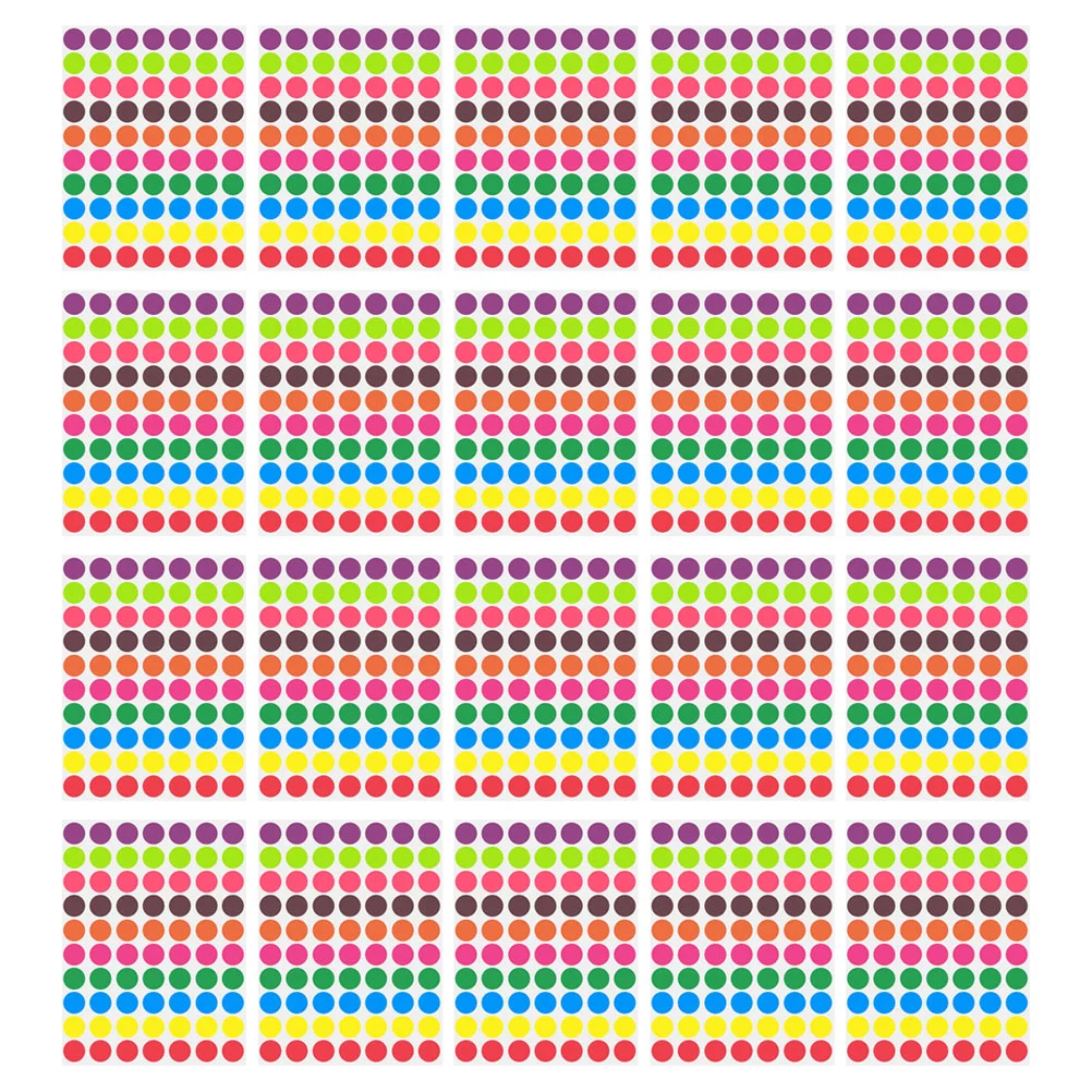 1400 шт. этикетки-наклейки точечные маркеры красочные 20 листов/упаковка