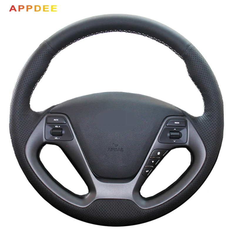 

APPDEE Black Artificial Leather Car Steering Wheel Cover for Kia K3 2013 K2 Rio 2015 2016 Ceed Cee'd 2012-2017 Cerato 2013-2017