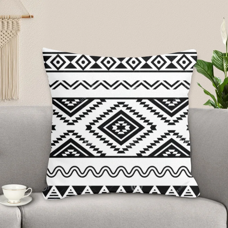 

Чехол для подушки в нордическом стиле, черно-белый минималистичный геометрический полиэстеровый чехол для подушки, мягкий чехол для домашн...