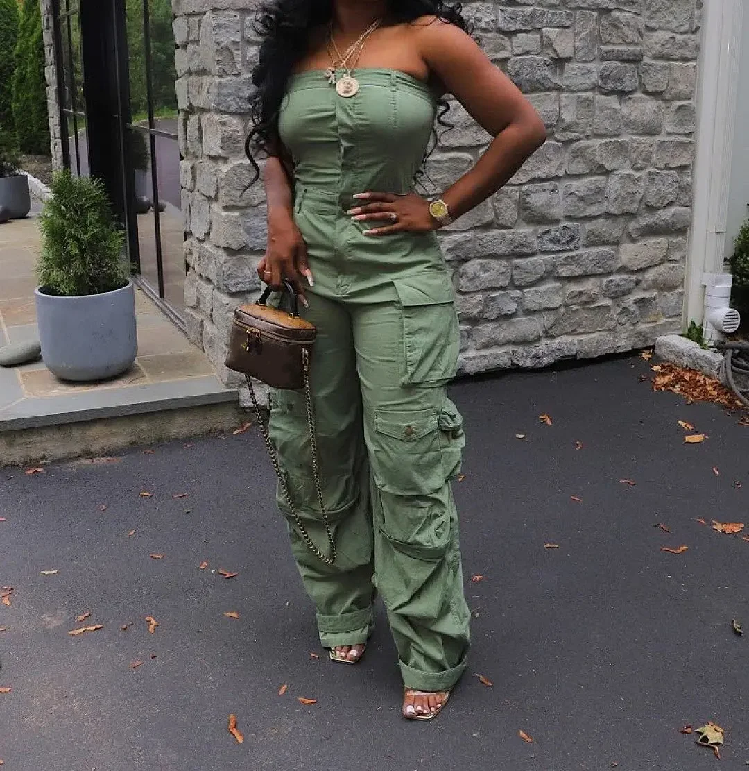 Женский комбинезон 2024 летний сексуальный бандо однобортный с несколькими