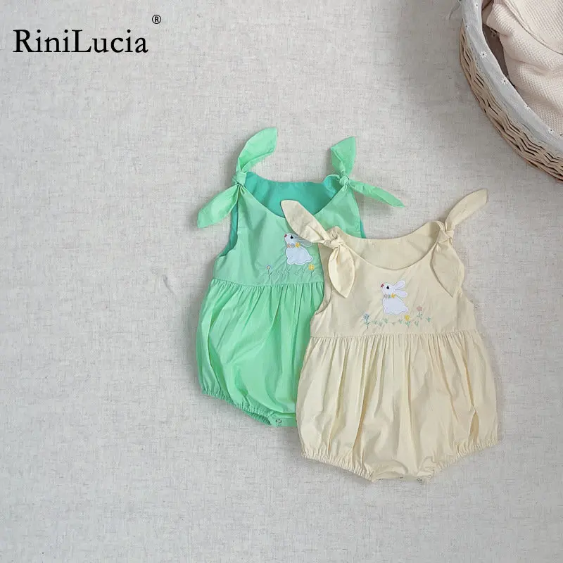 

Summer Baby Clothes Sleeveless Floral Embdroidery Toddler One Piece Cute Cartoon Romper Infant Girl Jumpsuits Outfit