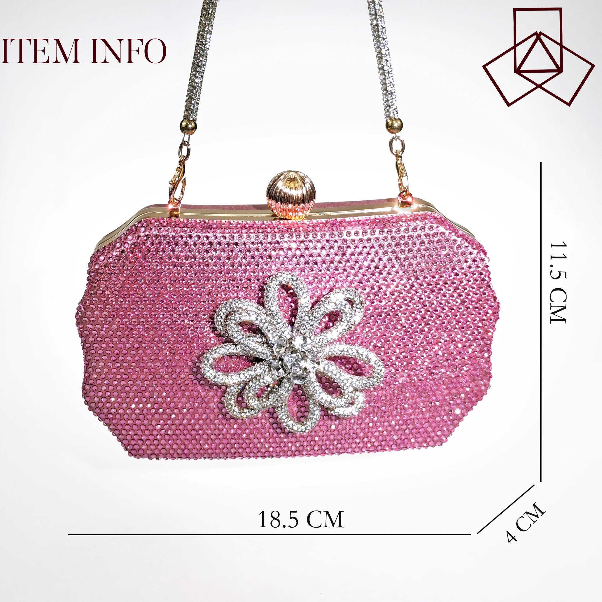 2022 Newest Party Shoes Ladies Shoes and Bag SetFull Diamond Butterfly Design in Pink Color