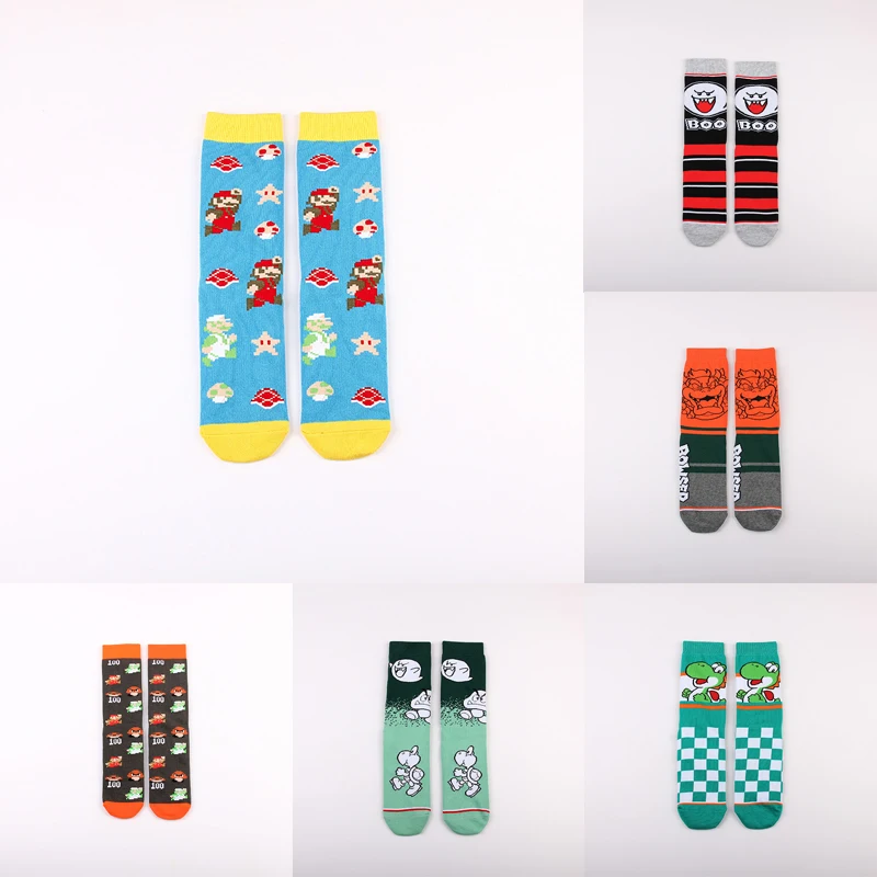 

Super Mario Bros. Game Anime Figure Yoshi Bowser Boo Cotton Four Seasons Jacquard Unisex Adult Tube Socks Birthday Gifts