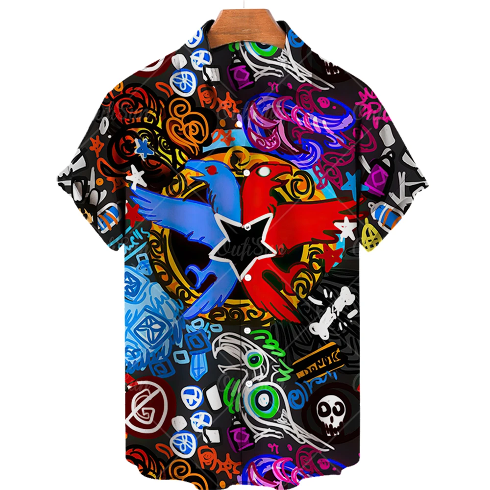 

Fashion New Hot 3d Printing Shirt Colorful Cool Pattern Summer Short Sleeve Unisex Loose Casual Top Holiday Beach Hawaiian Shirt