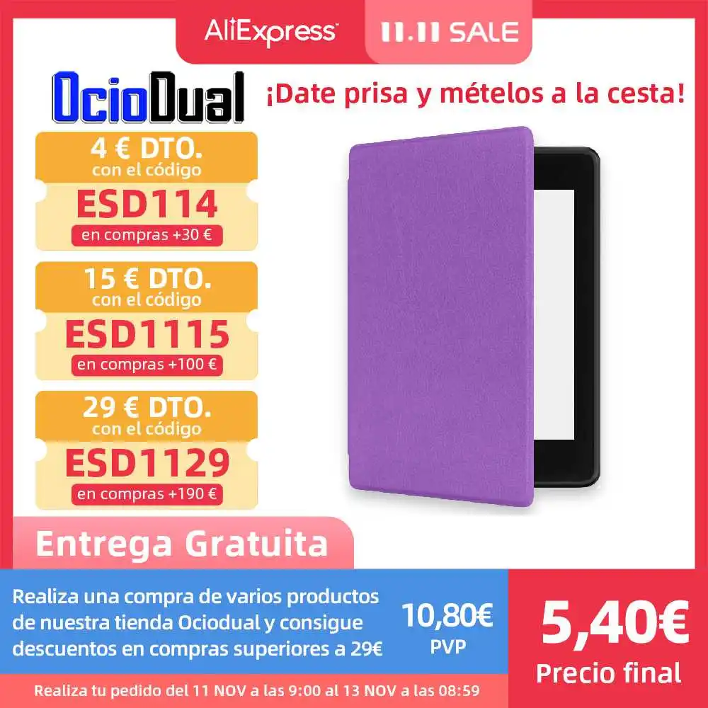 OcioDual Умный Магнитный Тонкий чехол для нового Kindle Paperwhite 2018 10th Gen. фиолетовый |