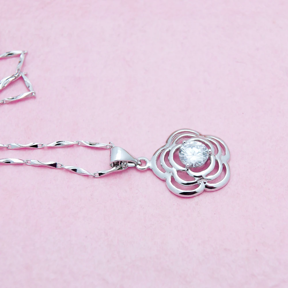 Цепочка с подвеской в виде цветка для мужчин и женщин из серебра 925 пробы