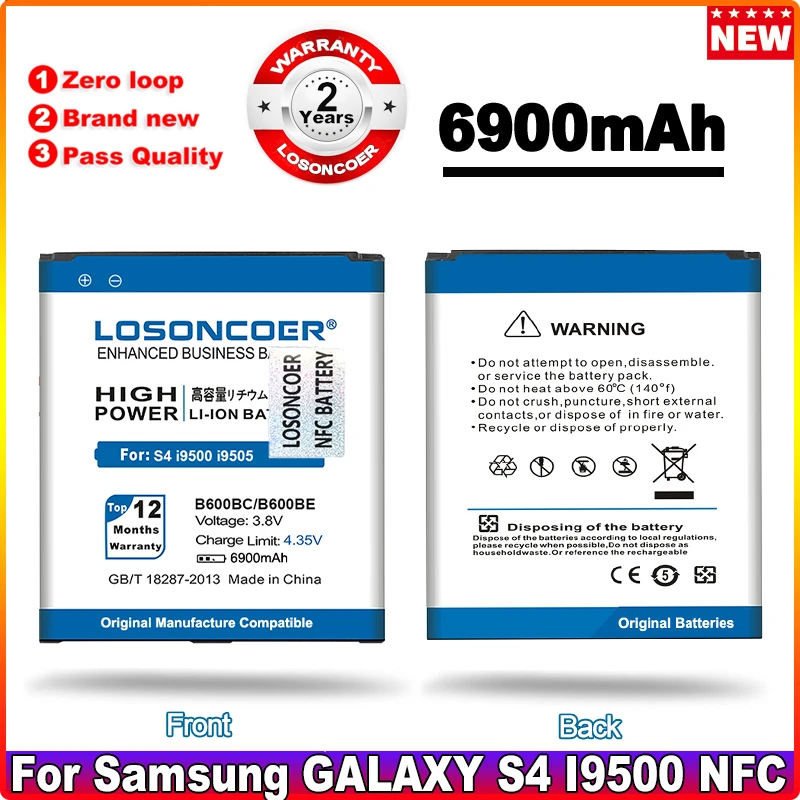 Аккумулятор 6900 мАч B600BC B600BE для Samsung GALAXY S4 NFC i9500 i9502 i9508 i959 i959 R970 g7106 i9158 i9506 Active I9295 i9505