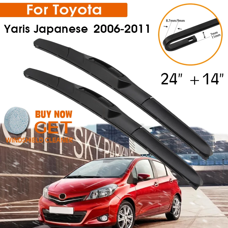 

Car Wiper Blade For Toyota Yaris Japanese 2006-2011 Windshield Rubber Silicon Refill Front Window Wiper 24"+14" Accessories