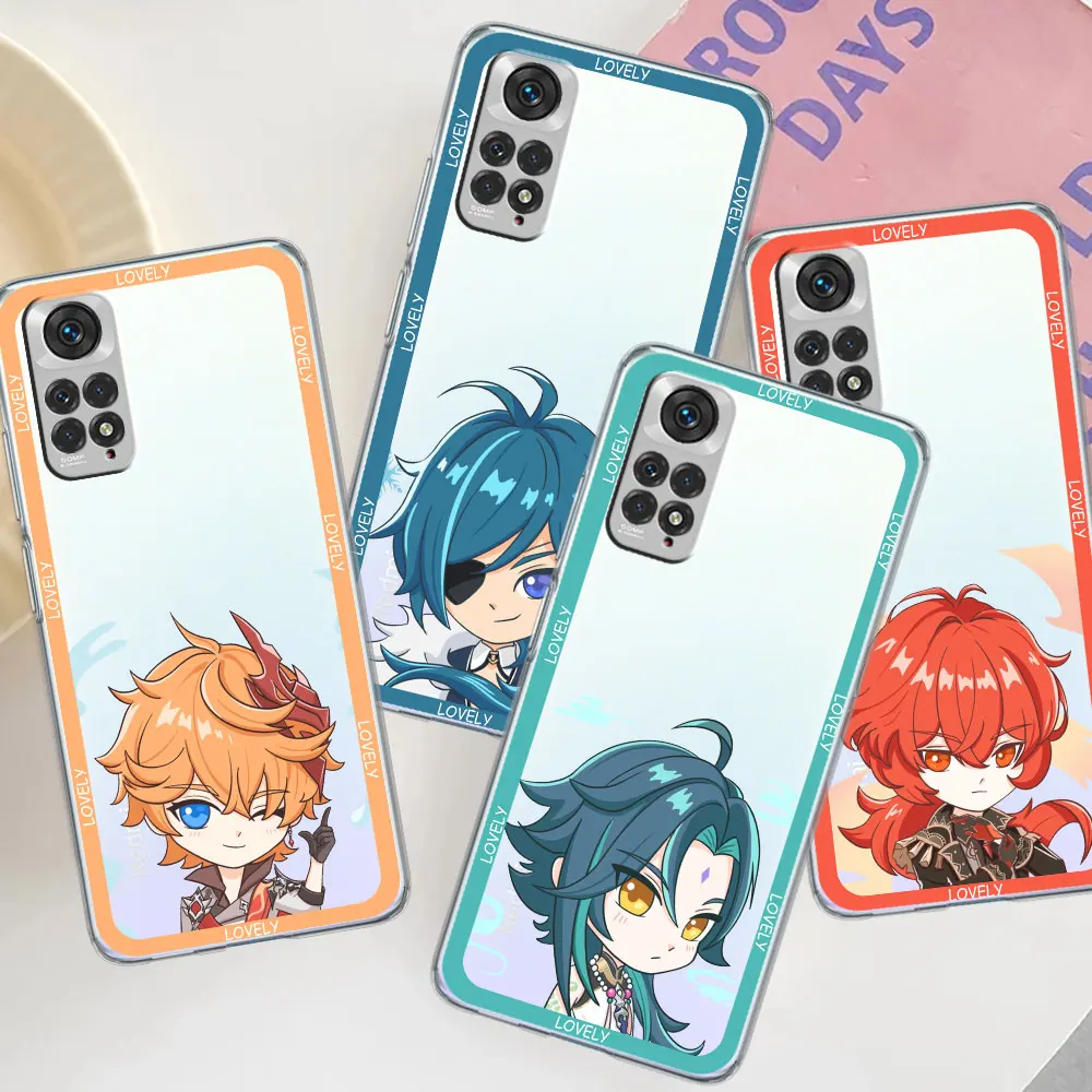 

Clear Phone Case for Xiaomi Redmi Note 12 Pro Plus 10 11 8Pro 9S 12C 9 9A K40 10C Soft Transparent Cover Cartoon Genshins Impact