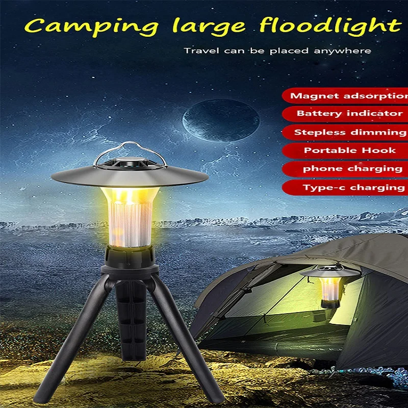 

LED Camping Lantern USB Rechargeable Camping Hanging Lights Mini LED Lighthouse Transfer Hiking Tent Lamp Emergency Flashlights