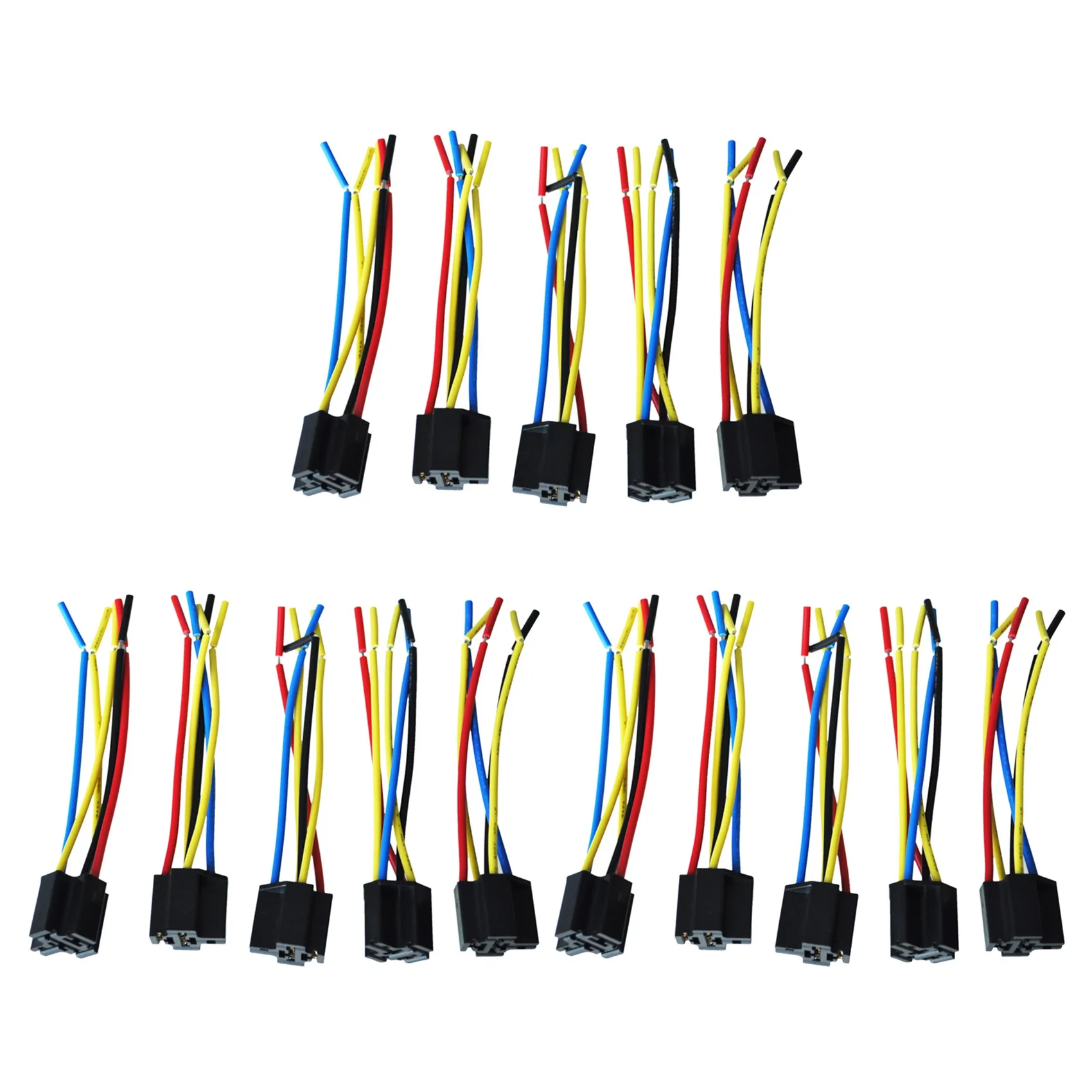 

15 Pcs 5 Pin Wires Cable Relay Socket Harness Connector DC 12V for Car Auto